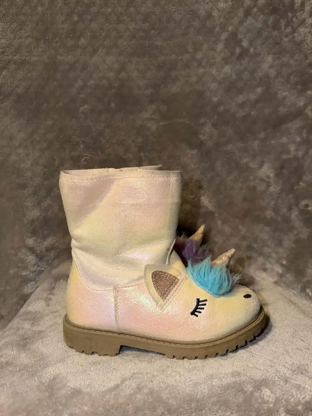 Cat & Jack Toddler Girls Hillary Natural White Glitter Unicorn Fashion Boots